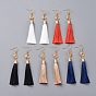 Polyester Tassel Dangle Earrings, with Golden Plated Copper Wire and Brass Earring Hooks