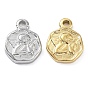 304 Stainless Steel Charms, Flat Round with Cupid Charm
