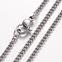 Ion Plating(IP) 304 Stainless Steel Necklace, Curb Chains, with Lobster Clasps