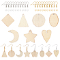 DIY Wood Dangle Earring Making Kits, Including 112Pcs Star & Geometry Wood Pendants, Brass Earring Hooks & Jump Rings