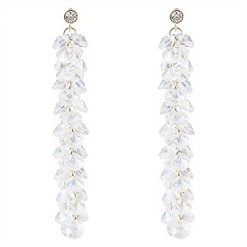 Sparkling Clear Cubic Zirconia Dangle Stud Earrings, Alloy Long Drop Earrings for Women