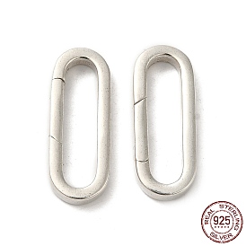 925 Sterling Silver Spring Gate Rings, Oval, with 925 Stamp