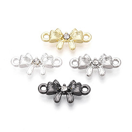 Подвески-бантики из сплава с кристаллами и стразами, стойки покрытие, без кадмия, без никеля и без свинца