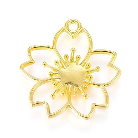 Alloy Open Back Bezel Pendants, For DIY UV Resin, Epoxy Resin, Pressed Flower Jewelry, Sakura
