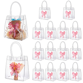PVC Storage Bags with Handles, Shopping Tote Bags, Square with Bowknot Pattern