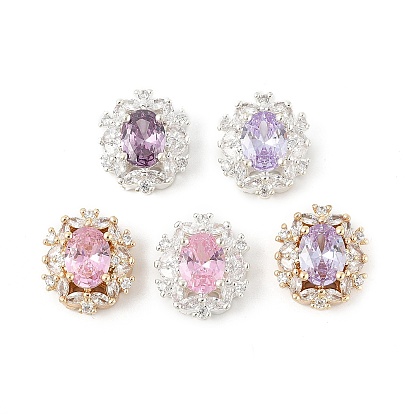 Латунные микро проложить кубического циркония бусы, цветок, без свинца и без кадмия, долговечный