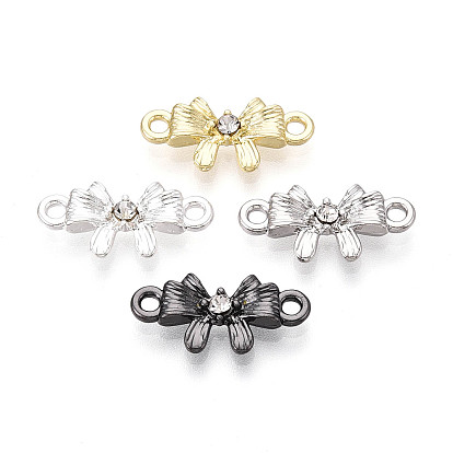 Подвески-бантики из сплава с кристаллами и стразами, стойки покрытие, без кадмия, без никеля и без свинца