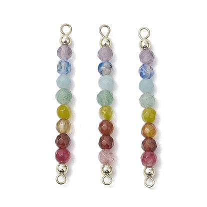 Подвески-шармы для чакры из натурального агата, сердолика, зеленого авантюрина, аквамарина и аметиста в виде граненых круглых бусин, с 304 петлями из нержавеющей стали, реальный 18 k позолоченный, смешанные окрашенные и неокрашенные