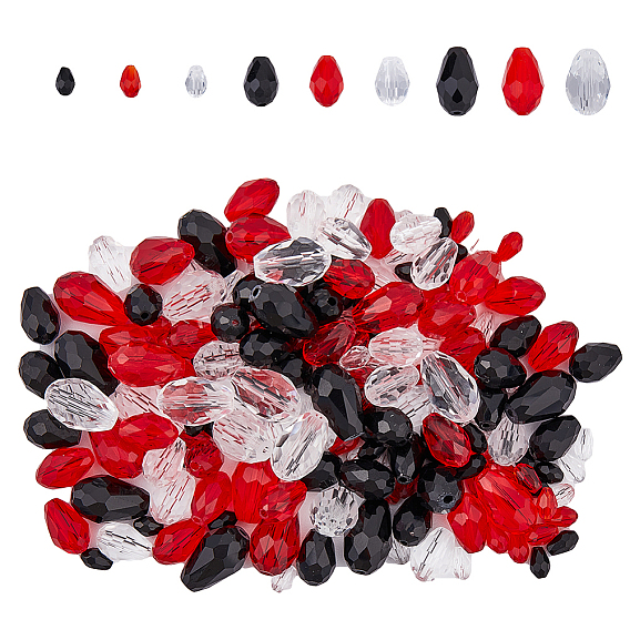 210 шт 9 стиль стеклянные бусины, граненые, слеза