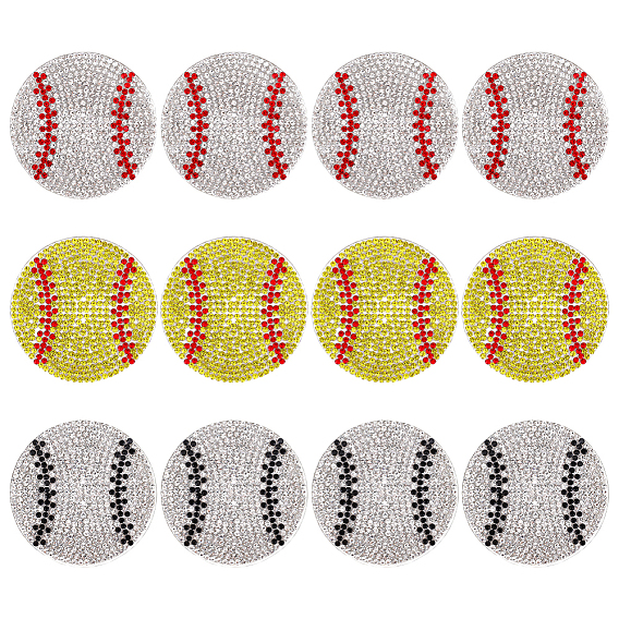 12шт 3 цвета стекло горячая фиксация стразы, термоклей на спине, горный хрусталь, аксессуары для костюма, бейсбол