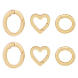 6шт 3 стили латунные пружинные затворные кольца, круглое кольцо, сердце и овал