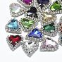Sew on Rhinestone, Multi-strand Links, Glass Rhinestone, with Platinum Tone Brass Prong Settings, Garments Accessories, Heart