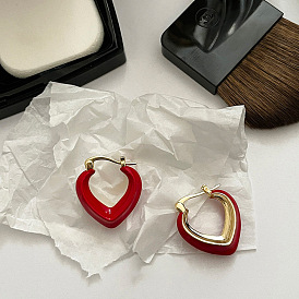 Red Love Earrings Metal Niche Design Sense Earrings Trendy Women's Earrings Earrings High-end Sense