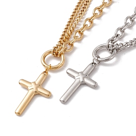Cross Pendant Necklace for Women, 304 Stainless Steel Chain Necklace