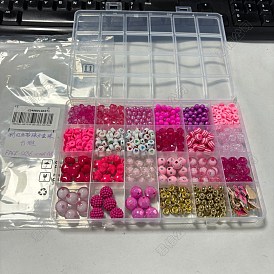 Round DIY Acrylic Beads & Awareness Ribbon Alloy Enamel Pendants Jewelry Making Findings Kits