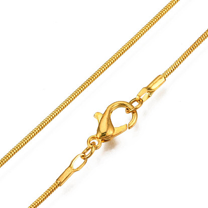 Brass Round Snake Chain Necklaces, 15.7 inch