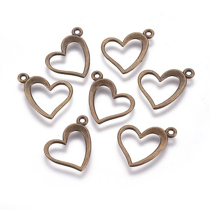 Unique Valentines Day Gift Ideas for Girlfriend Tibetan Style Alloy Pendants, Cadmium Free & Lead Free, Heart, 13x15x1mm, Hole: 1.5mm