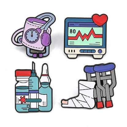 Эмалевые булавки медицинской тематики, булавки для лацканов из сплава для одежды рюкзака, чёрные