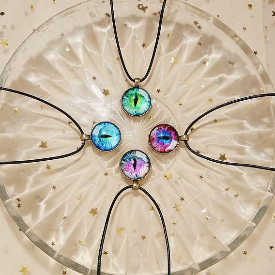 Подвеска из сплава стекла от сглаза, ожерелья из черного вощеного шнура, античная бронза и платина