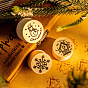 6Pcs 6 Styles Christmas Theme Wooden Stamps, Column with Snowflake & Reindder & Christmas Tree & Santa Claus & Snowman & House