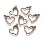 Unique Valentines Day Gift Ideas for Girlfriend Tibetan Style Alloy Pendants, Cadmium Free & Lead Free, Heart, 13x15x1mm, Hole: 1.5mm