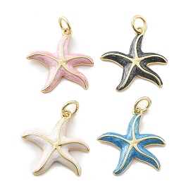 Латунь эмаль подвески, с целью перехода в кольце, реальный 18 k позолоченный, очарование морской звезды