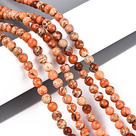 Натуральные имперские нитки из бисера яшмы, окрашенные, круглые