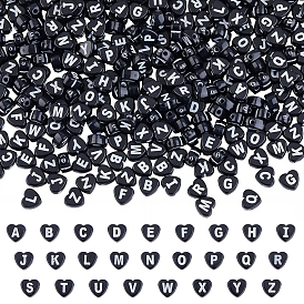 600 шт. Акриловые бусины в стиле ремесел, горизонтальное отверстие, сердце с письмом