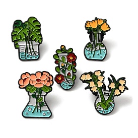 Flower Enamel Pins, Black Alloy Brooch, for Backpack Clothes