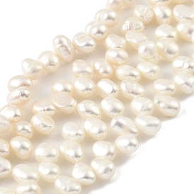 Natural Cultured Freshwater Pearl Beads Strands, Top Drilled, Two Sides Polished, Grade 5A+