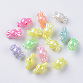 Opaque Acrylic Beads, AB Color Plated, Candy