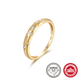 Sparkling Moissanite Sterling Silver Star Ring for Women's Wedding, Sizeable