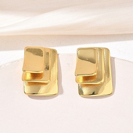 Многослойные прямоугольные серьги неправильной формы 304 серьги-гвоздики из нержавеющей стали для женщин, ионное покрытие (ip)