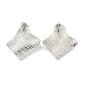 304 Stainless Steel Stud Earrings for Women, Rhombus