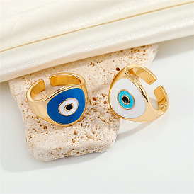 Vintage Round Evil Eye Ring with Dripping Oil for Women and Men