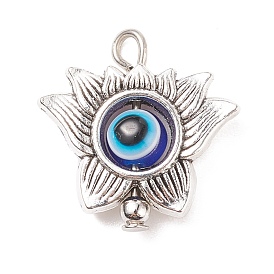 Tibetan Style Alloy Pendants, with Evil Eye Resin Beads, Flower