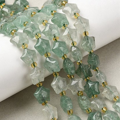 Натуральный зеленый клубника кварц бисер нити, толстая звезда, с бисером