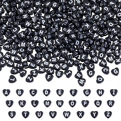 600 шт. Акриловые бусины в стиле ремесел, горизонтальное отверстие, сердце с письмом