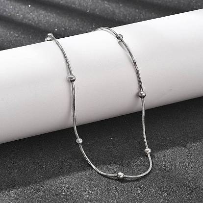 304 ожерелья из нержавеющей стали с круглыми цепочками-змейками, не тускнеет