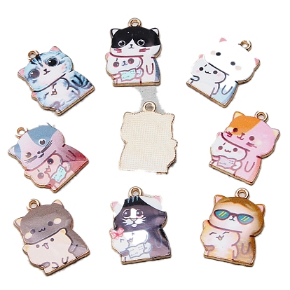 Подвески из эмали и сплава, милый кошачий талисман, золотые