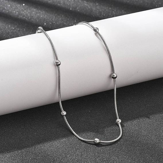 304 ожерелья из нержавеющей стали с круглыми цепочками-змейками, не тускнеет