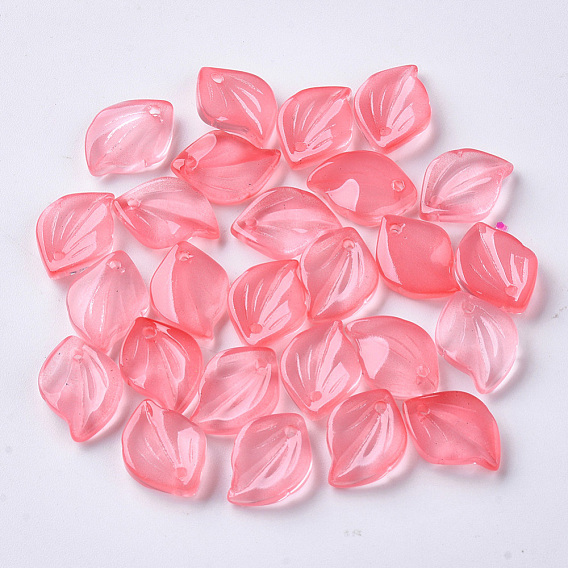 Transparent Spray Painted Glass Pendants, Leaf