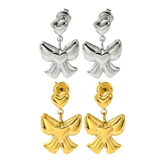 304 из нержавеющей стали болтаться серьги, бантом с сердцем