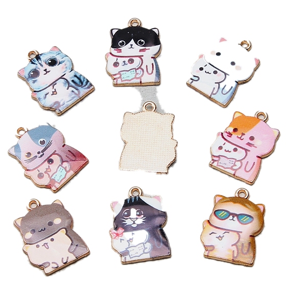 Подвески из эмали и сплава, милый кошачий талисман, золотые