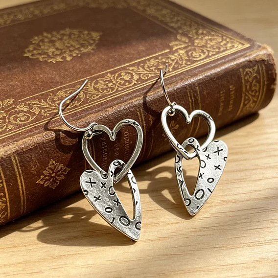 Alloy Dangle Earrings for Women, Heart