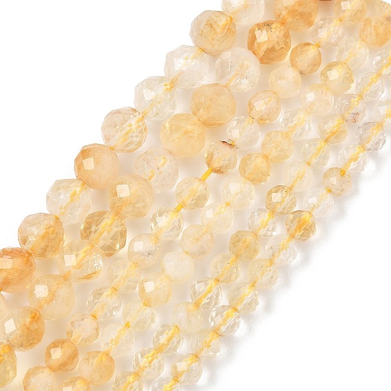 Нагретые нити из натуральных цитриновых бусин, круглые, граненые