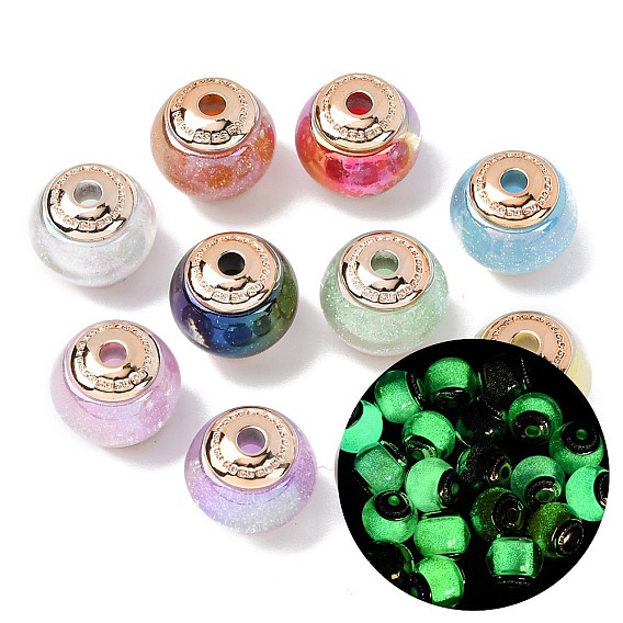 Непрозрачная светящаяся смола и пластиковые шарики CCB, круг с руной, с блеском порошок