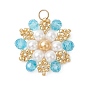 Подвески из стеклянного бисера Toho, цветочный шарм, с бусинами из стекла и стеклянного жемчуга и 304 нержавеющей сталью, граненые