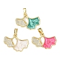 Латунные микро проложить кубического циркония подвески, с эмалью, гингко лист