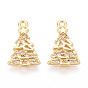 Латунные микропаве прозрачные подвески с фианитом, рождественская елка, без никеля 